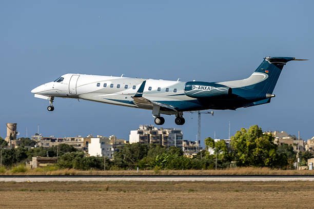 Luqa, Malta - July 31, 2025: Air Hamburg Embraer EMB-135BJ Legacy 650 (Reg.: D-ANXA) on finals runway 31.